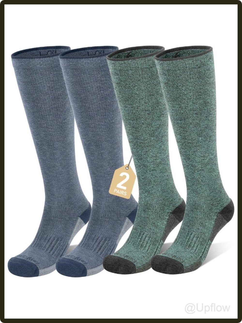 Women's Merino Wool Compression Socks 2 Pack 15-20 mmHg Knee High Flight